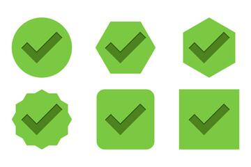 Check marks Icon Set, Tick marks, Accepted, Approved, Yes, Correct, Ok, Right Choices, Task Completion, Voting. - vector mark symbols in green.