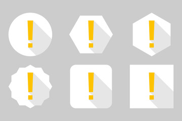 Exclamation mark, Attention sign, Caution icon, Hazard warning symbol, vector mark symbols Yellow style. Exclamation mark Icon Set.