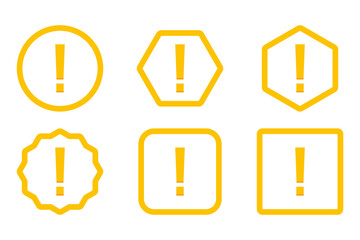 Exclamation mark, Attention sign, Caution icon, Hazard warning symbol, vector mark symbols Yellow style. Exclamation mark Icon Set.