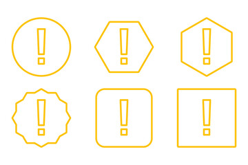 Exclamation mark, Attention sign, Caution icon, Hazard warning symbol, vector mark symbols Yellow style. Exclamation mark Icon Set.