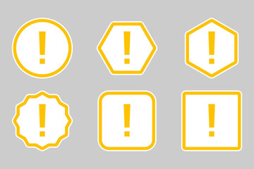 Exclamation mark, Attention sign, Caution icon, Hazard warning symbol, vector mark symbols Yellow style. Exclamation mark Icon Set.