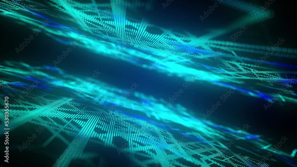Poster digital background with moving glowing particles. futuristic hi-tech illustration. concept of data t
