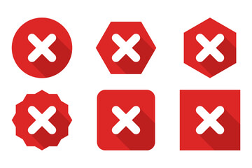 Wrong marks Icon Set, Cross marks, Rejected, Disapproved, No, False, Not Ok, Wrong Choices, Task Completion, Voting. - vector mark symbols in red.