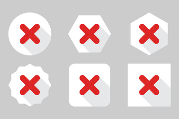 Wrong marks Icon Set, Cross marks, Rejected, Disapproved, No, False, Not Ok, Wrong Choices, Task Completion, Voting. - vector mark symbols in red.