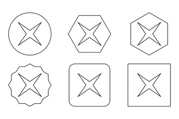 Wrong marks Icon Set, Cross marks, Rejected, Disapproved, No, False, Not Ok, Wrong Choices, Task Completion, Voting. - vector mark symbols. Black outline design.