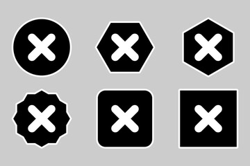 Wrong marks Icon Set, Cross marks, Rejected, Disapproved, No, False, Not Ok, Wrong Choices, Task Completion, Voting. - vector mark symbols. White outline design.