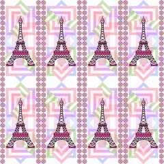 The Colorful Eifel Tower in Seamless Pattern