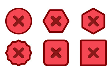 Wrong marks Icon Set, Cross marks, Rejected, Disapproved, No, False, Not Ok, Wrong Choices, Task Completion, Voting. - vector mark symbols in red.