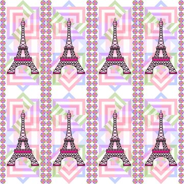 The Colorful Eifel Tower in Seamless Pattern