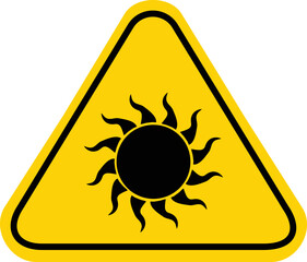 sun danger sign on white background. warning sign for sun. flat style.
