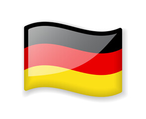Germany flag - Wavy flag bright glossy icon.