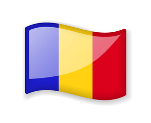 Fototapeta premium Chad flag - Wavy flag bright glossy icon.