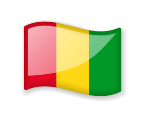 Fototapeta premium Guinea flag - Wavy flag bright glossy icon.