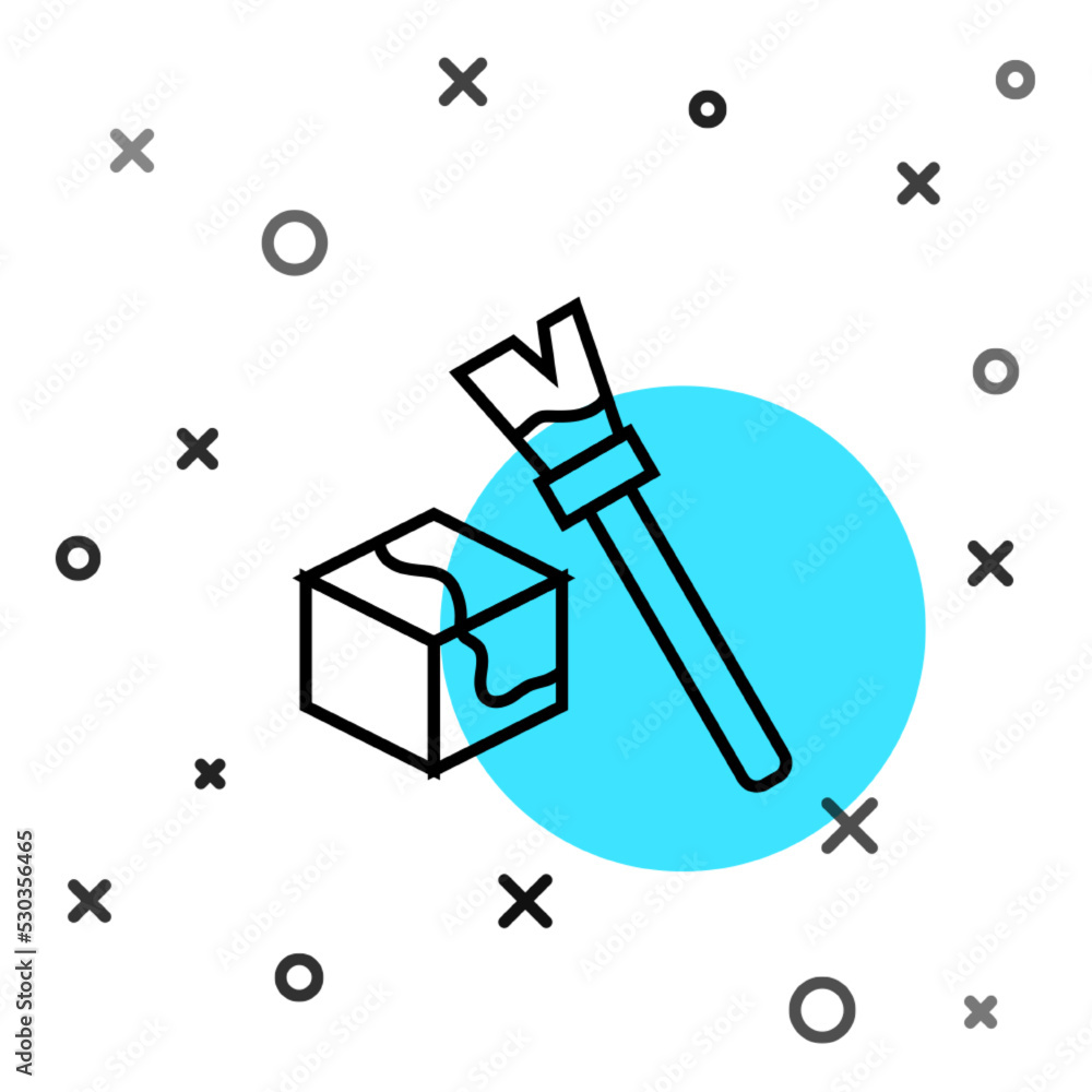 Poster Black line Isometric cube icon isolated on white background. Geometric cubes solid icon. 3D square sign. Box symbol. Random dynamic shapes. Vector