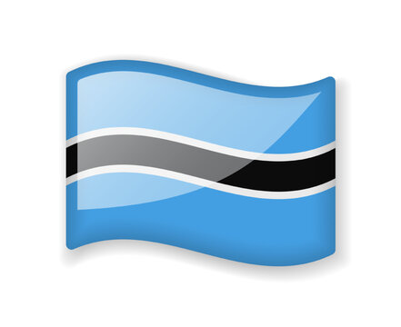 Botswana flag - Wavy flag bright glossy icon.