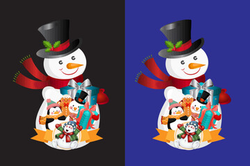 Christman Snowman T-Shirt Design Template