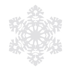 Snowflake vector graphics on a white background cut out of paper , 6 rays.