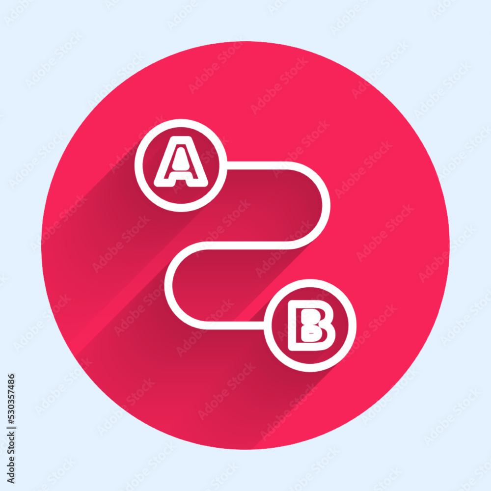Poster white line route location icon isolated with long shadow background. map pointer sign. concept of pa