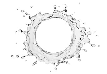 Round splash of pure water with splashes PNG