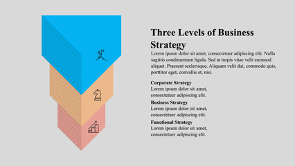 Infographic template of three levels of business strategy.