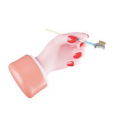 Naklejka premium 3d make up brush with hand icon element