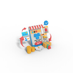 3d Illustration of Online Shopping App