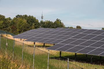 Solar panels in a solar park to generate clean energy