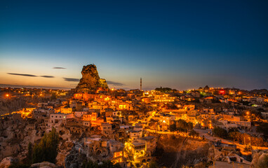 Ortahisar natural rock castle and town, Cappadocia, Turkey.