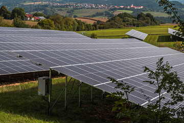 Solar panels in a solar park to generate clean energy