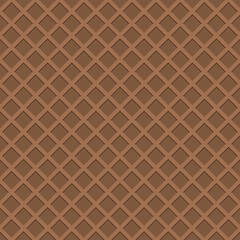 Chocolate waffle background. Vector seamless pattern.