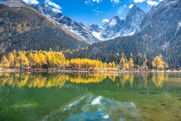 autumn scenery in Bipenggou valley InSIchuan China