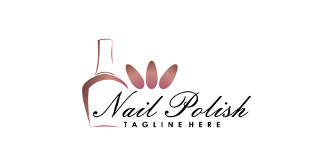 nail beauty salon logo design vector with creative concept premium vector