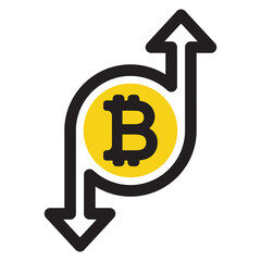 Bitcoin exchange and transfer icon. Send money, vector illustration