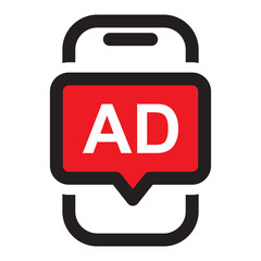 Obraz premium Mobile Marketing, Digital Ads icon. Social media marketing concept vector illustration