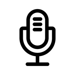 Podcast Microphone line art icon. Radio mic outline vector illustration