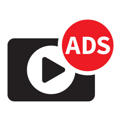 Video Ads icon. Video Advertising vector illustration