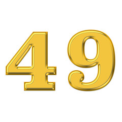 Gold 3d number 49, PNG transparent background, birthday celebrations, social media.