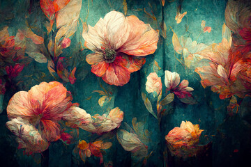 Color Pencil Floral Abstract Background Vintage