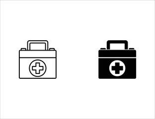 first aid kit icon. outline icon and solid icon