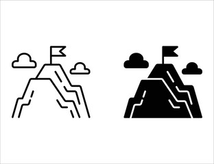 mountain icon. outline icon and solid icon