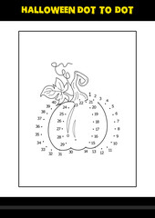 Halloween dot to dot coloring page for kids. Line art coloring page design for kids.