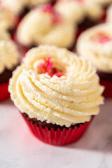 Red Velvet Cupcakes with White Chocolate Ganache Frosting