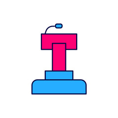 Filled outline Stage stand or debate podium rostrum icon isolated on white background. Conference speech tribune. Vector