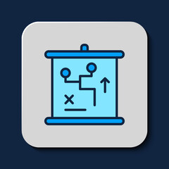 Filled outline Planning strategy concept icon isolated on blue background. Cup formation and tactic. Vector