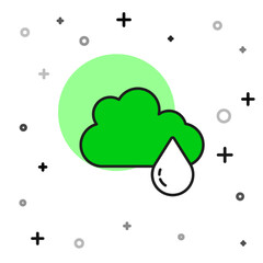 Filled outline Cloud with rain icon isolated on white background. Rain cloud precipitation with rain drops. Vector