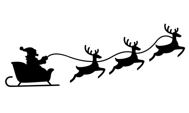 Santa clause and deer silhouette background image