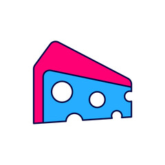 Filled outline Cheese icon isolated on white background. Vector