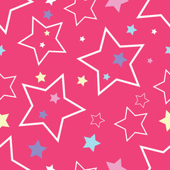 Art for children's prints female star theme. Pattern, seamless, full print design.