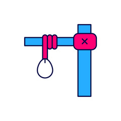 Filled outline Gallows rope loop hanging icon isolated on white background. Rope tied into noose. Suicide, hanging or lynching. Vector