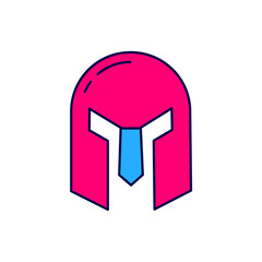 Filled outline Medieval iron helmet for head protection icon isolated on white background. Vector